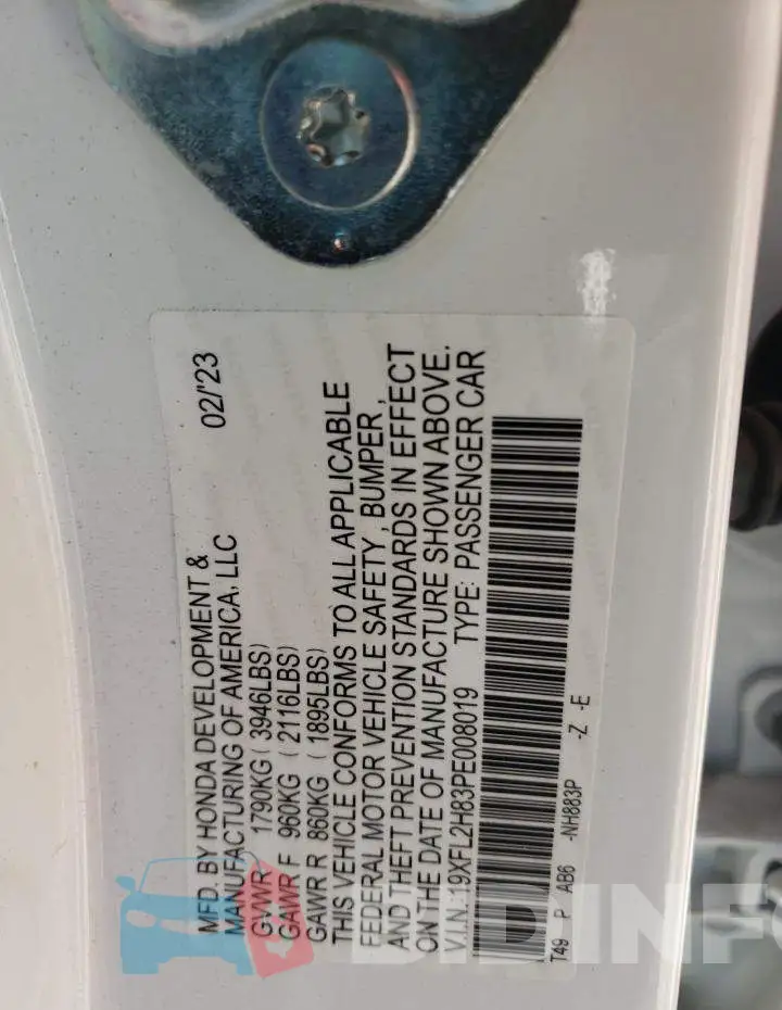 19XFL2H83PE008019 Photo# 12