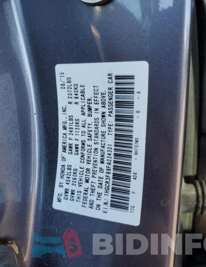 1HGCR3F89FA034301 Photo# 13