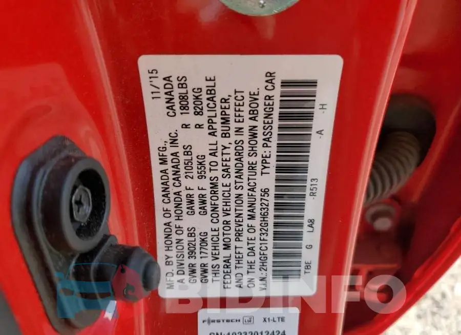 2HGFC1F32GH632756 Photo# 12