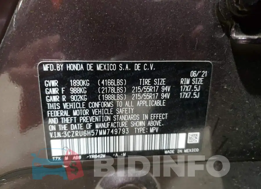3CZRU6H57MM749793 Photo# 12