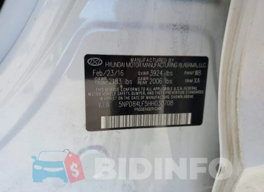 5NPD84LF5HH030708 Photo# 12