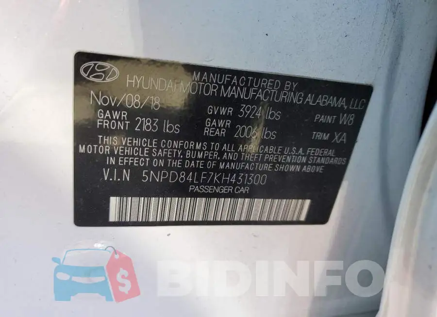 5NPD84LF7KH431300 Photo# 12