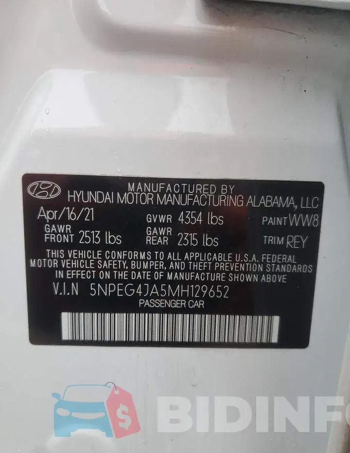 5NPEG4JA5MH129652 Photo# 13