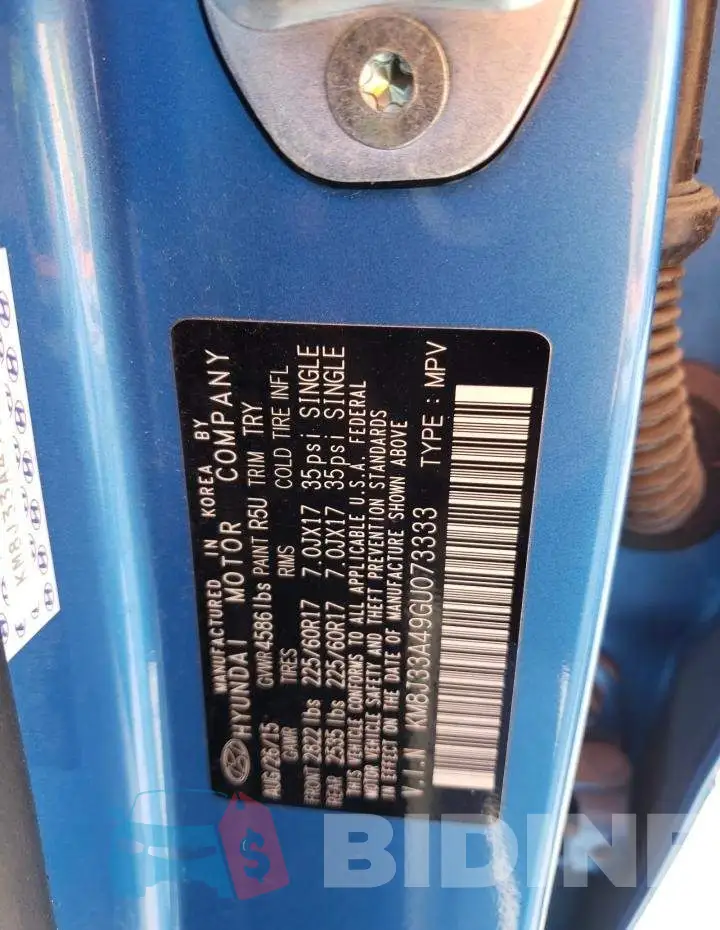 KM8J33A49GU073333 Photo# 13