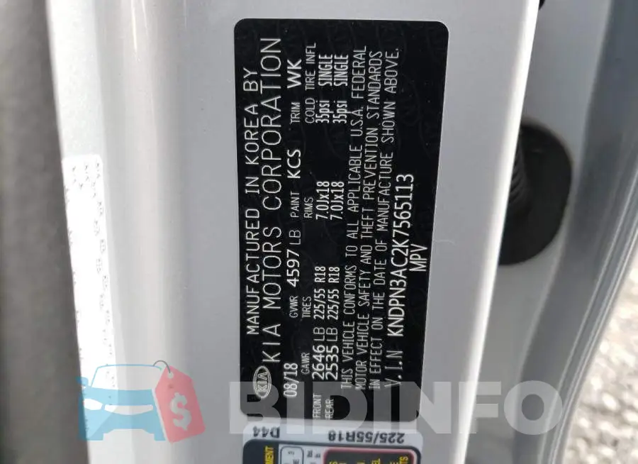 KNDPN3AC2K7565113 Photo# 13