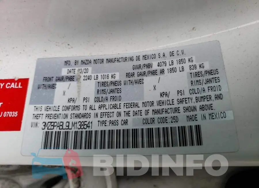 3MZBPABL9LM138541 Photo# 12