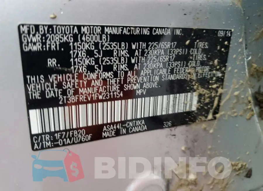 2T3BFREV1FW231154 Photo# 13