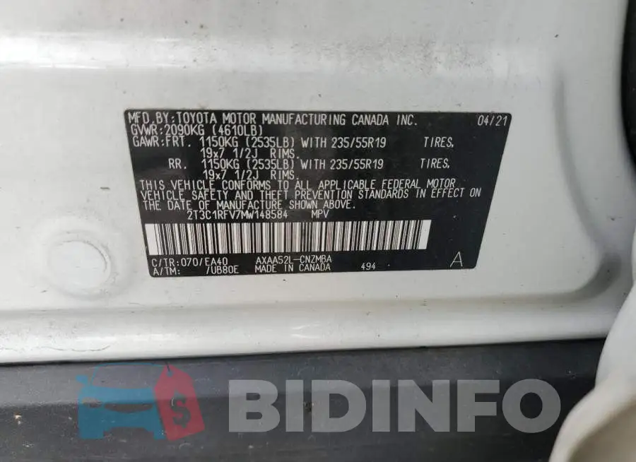 2T3C1RFV7MW148584 Photo# 13