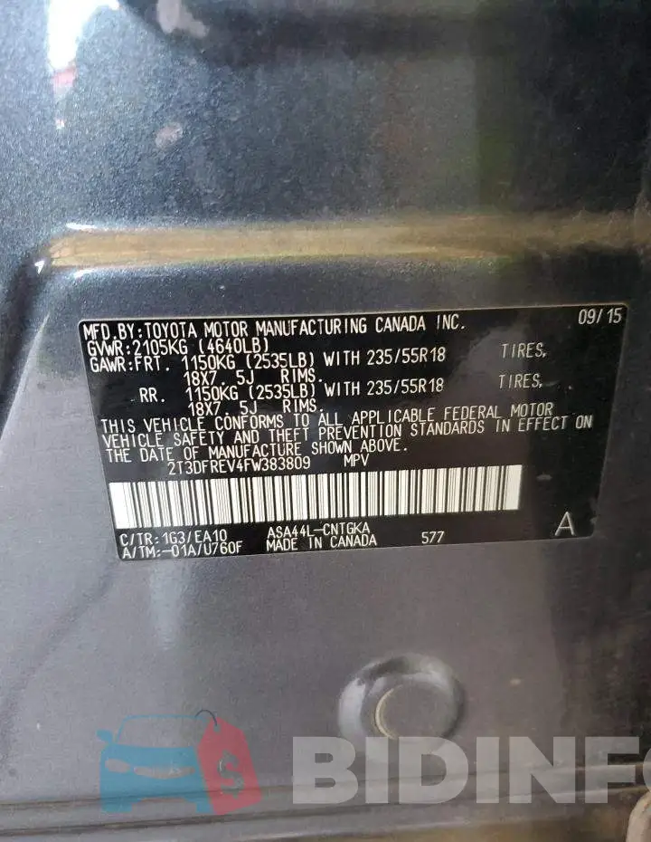 2T3DFREV4FW383809 Photo# 12