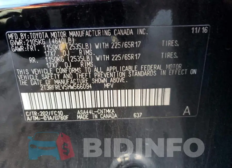 2T3RFREV5HW566094 Photo# 14