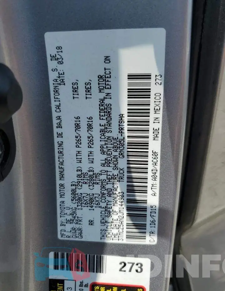 3TMCZ5AN2JM144903 Photo# 12