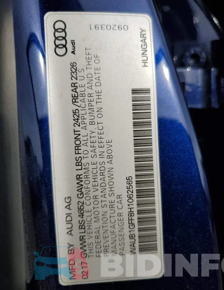 WAUB1GFF8H1062565 Photo# 12