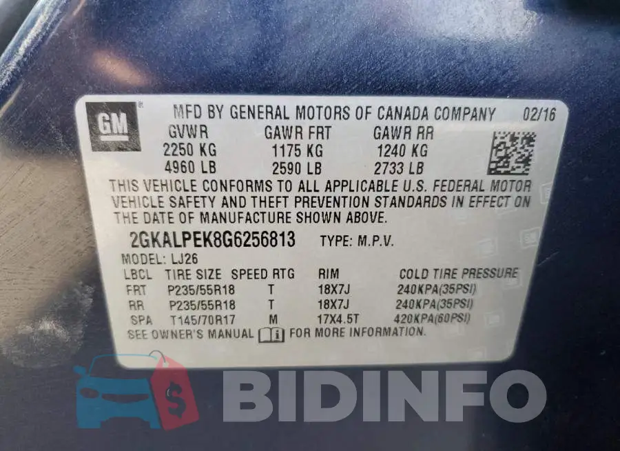 2GKALPEK8G6256813 Photo# 14