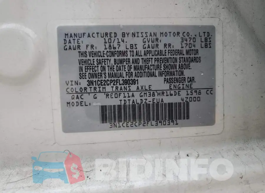 3N1CE2CP2FL390391 Photo# 12
