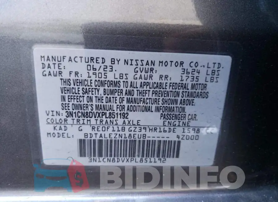 3N1CN8DVXPL851192 Photo# 12