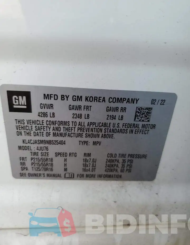 KL4CJASM9NB525404 Photo# 12