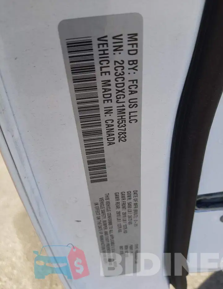 2C3CDXGJ1MH537832 Photo# 12