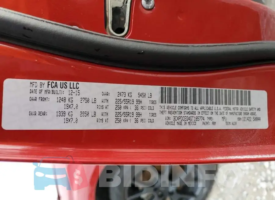3C4PDCEG4GT185774 Photo# 12