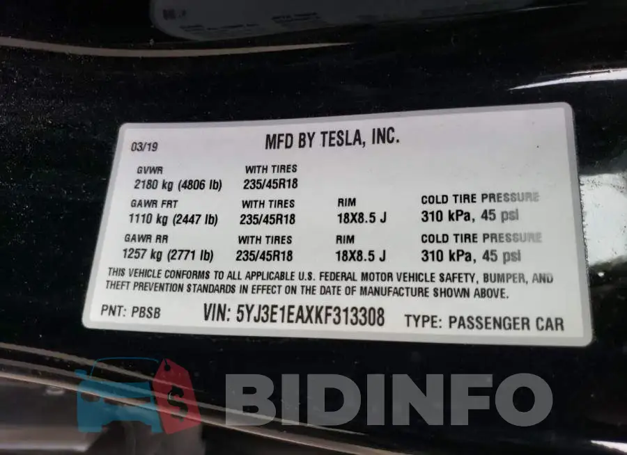 5YJ3E1EAXKF313308 Photo# 12