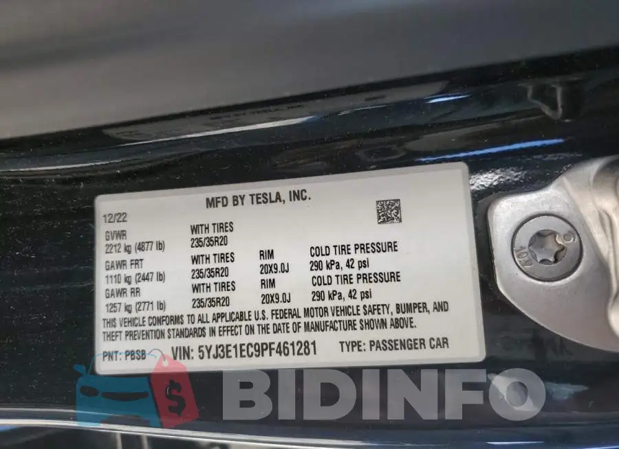 5YJ3E1EC9PF461281 Photo# 12