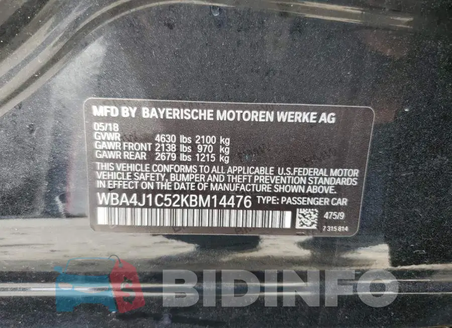 WBA4J1C52KBM14476 Photo# 12