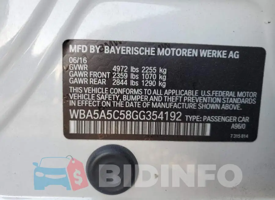 WBA5A5C58GG354192 Photo# 13