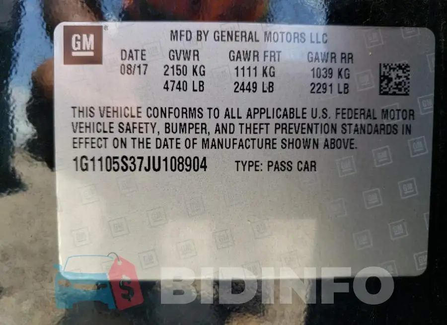 1G1105S37JU108904 Photo# 13