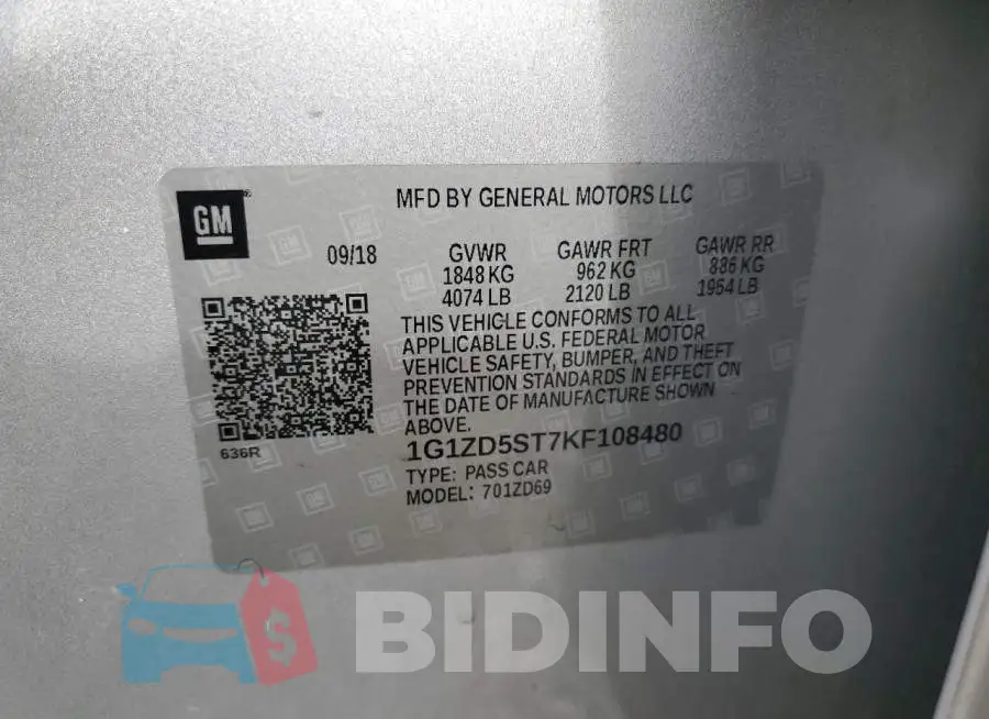 1G1ZD5ST7KF108480 Photo# 12