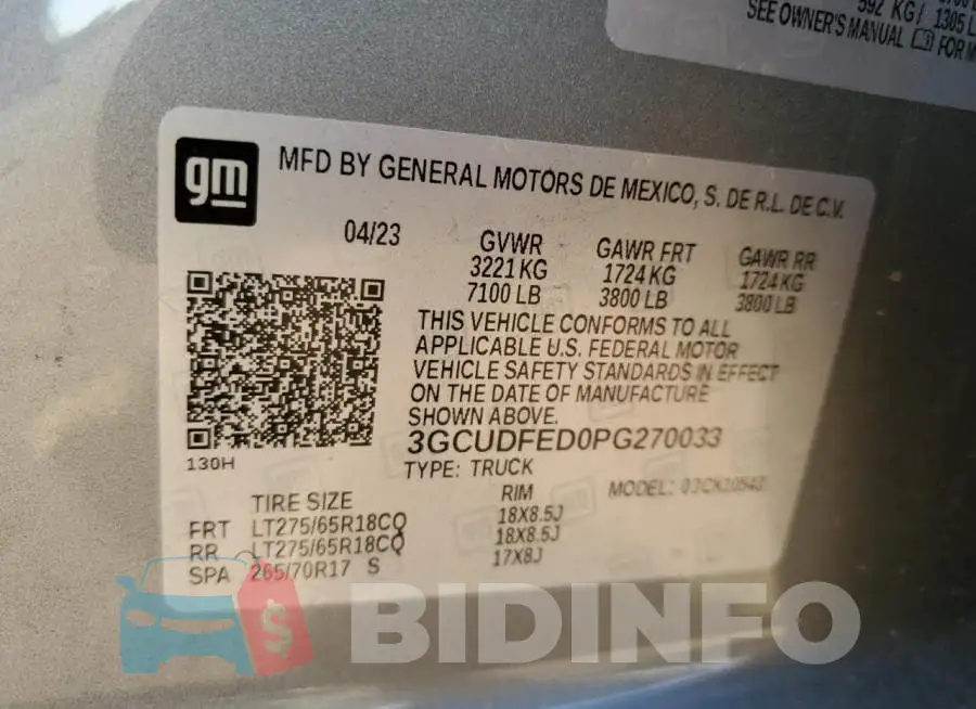 3GCUDFED0PG270033 Photo# 12