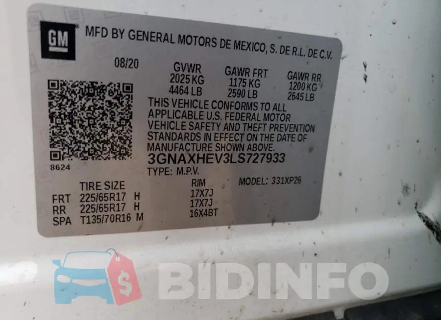 3GNAXHEV3LS727933 Photo# 13