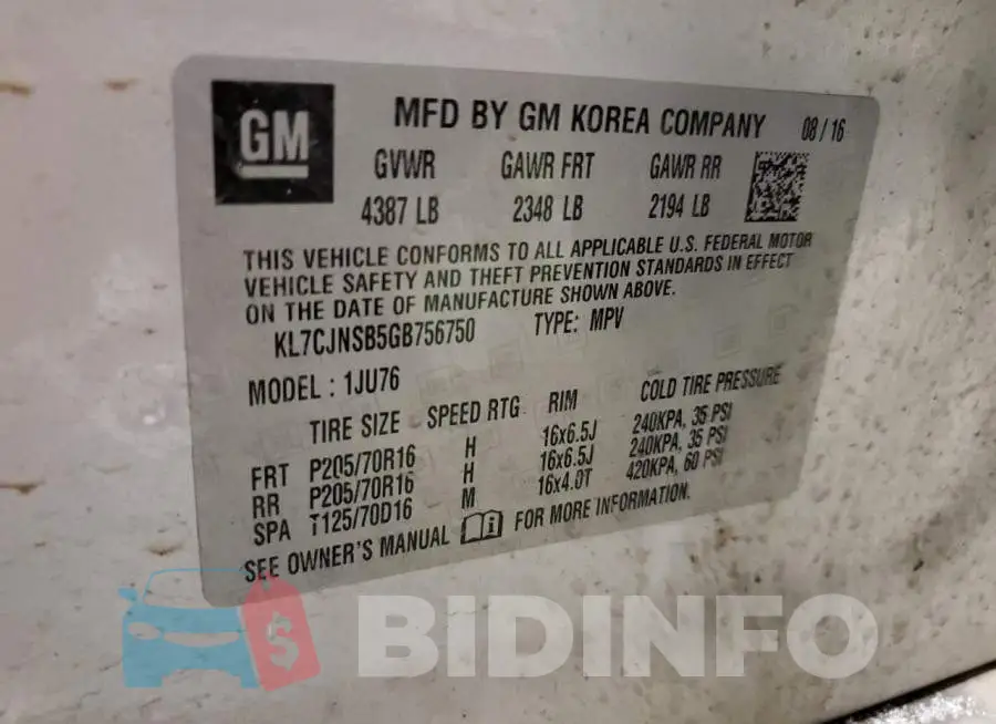 KL7CJNSB5GB756750 Photo# 12