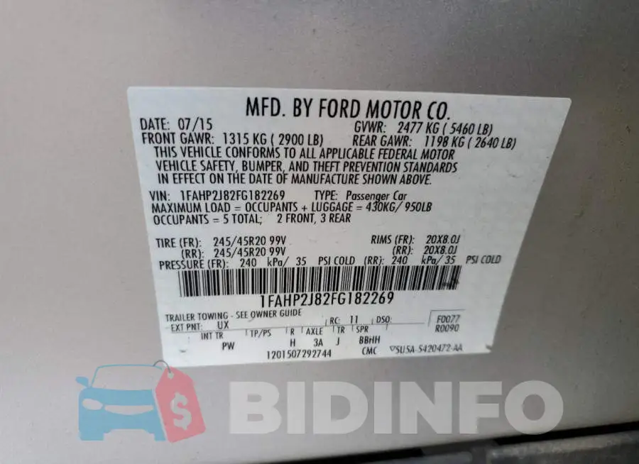 1FAHP2J82FG182269 Photo# 12