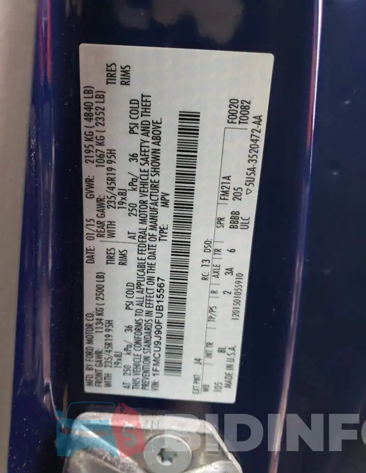 1FMCU9J90FUB15567 Photo# 13