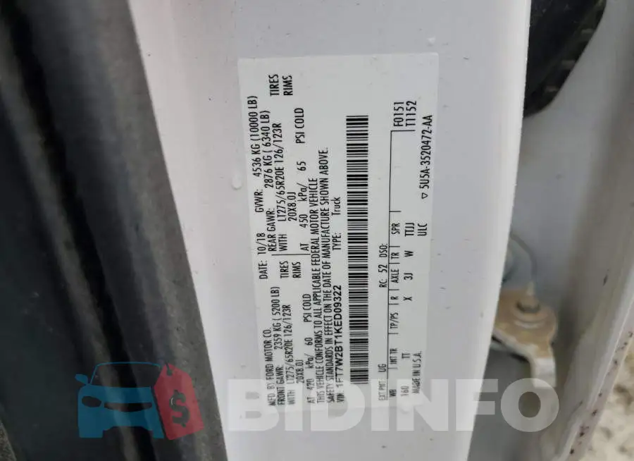 1FT7W2BT1KED09322 Photo# 12