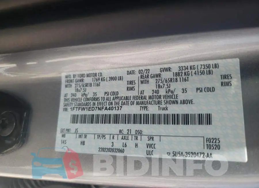 1FTFW1ED7NFA40137 Photo# 10