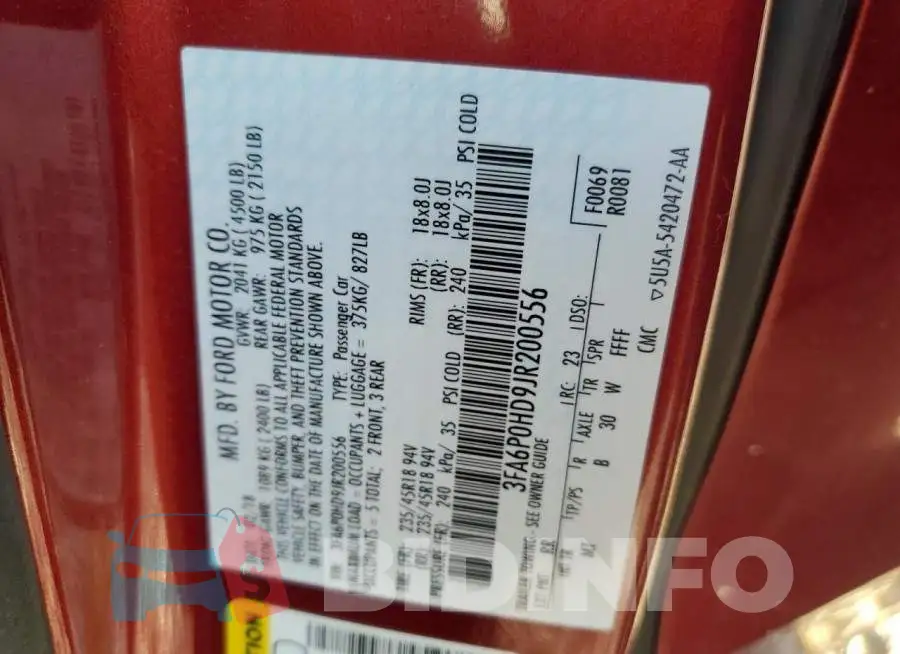 3FA6P0HD9JR200556 Photo# 12