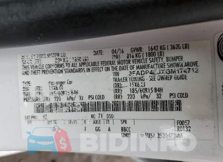 3FADP4EJXGM174712 Photo# 13