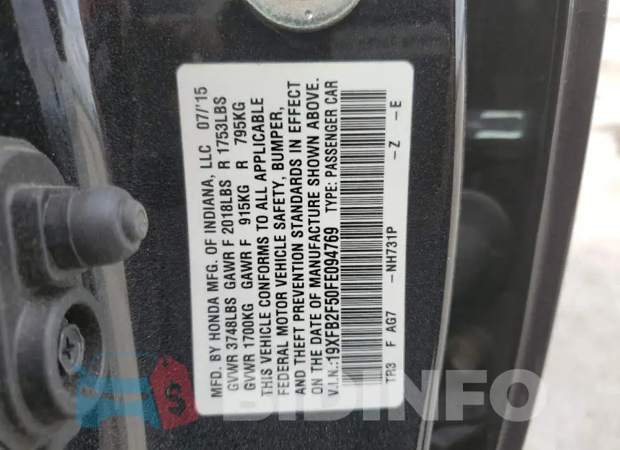 19XFB2F50FE094769 Photo# 12