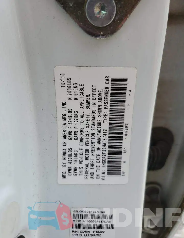 1HGCR2F36HA087412 Photo# 13