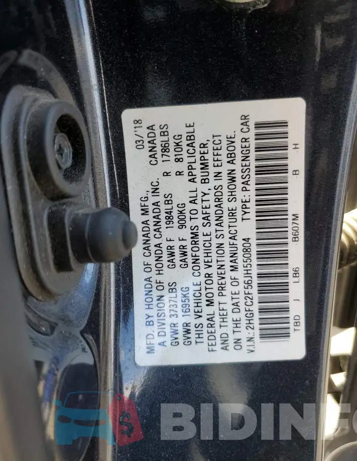 2HGFC2F56JH550804 Photo# 12