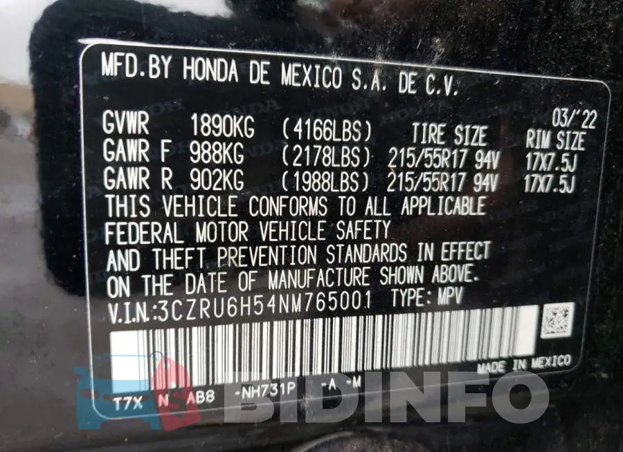 3CZRU6H54NM765001 Photo# 13