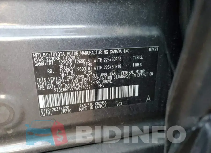 2T3E6RFV7MW021652 Photo# 12