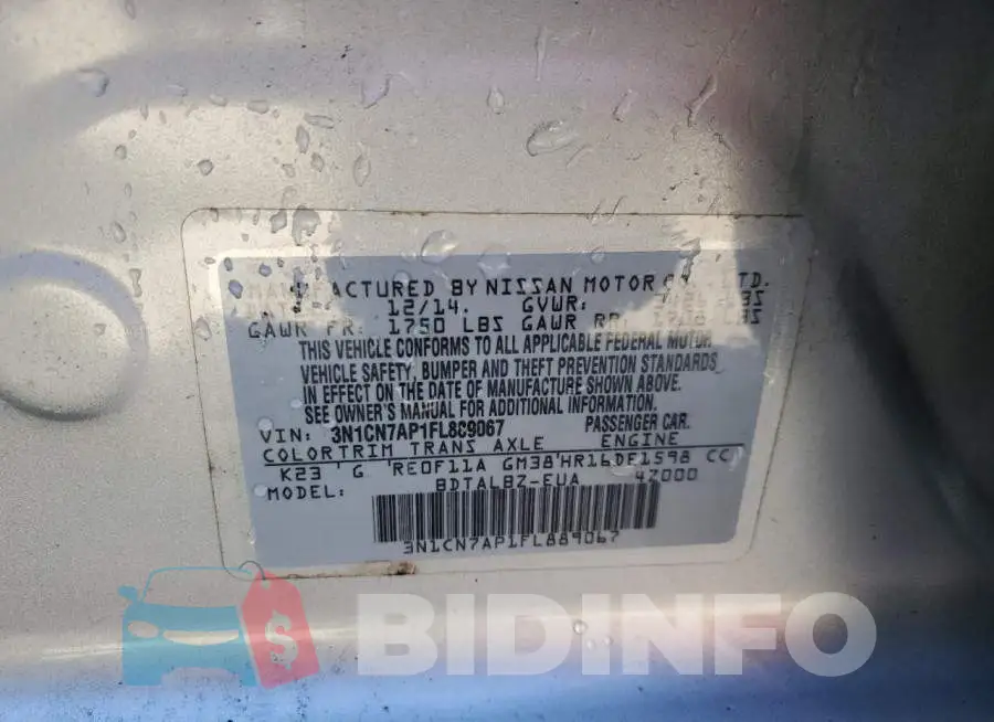 3N1CN7AP1FL889067 Photo# 13