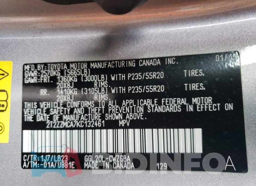 2T2ZZMCA7KC132461 Photo# 14