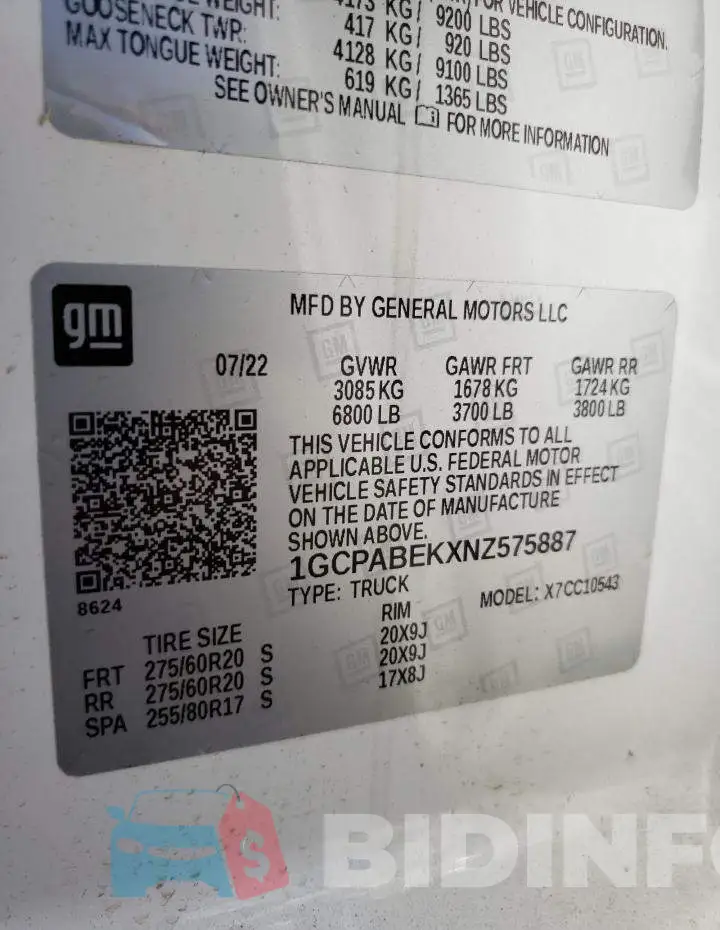 1GCPABEKXNZ575887 Photo# 13