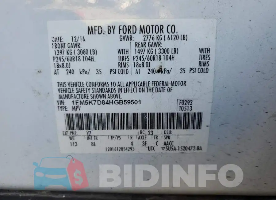 1FM5K7D84HGB59501 Photo# 13