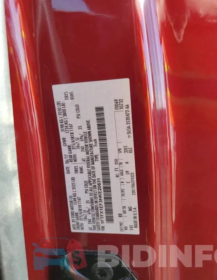 1FTFX1EF3HKE20831 Photo# 13