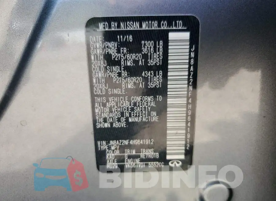 JN8AZ2NF4H9641912 Photo# 13