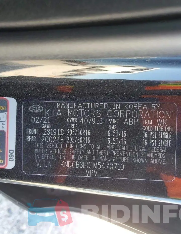 KNDCB3LC1M5470710 Photo# 13