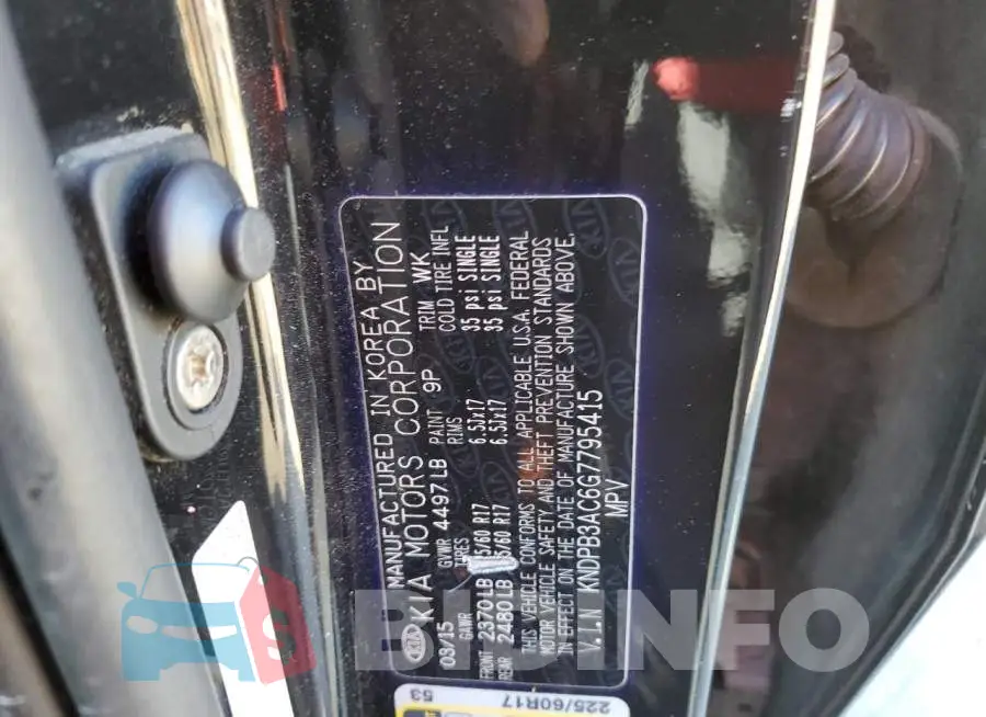 KNDPB3AC6G7795415 Photo# 13